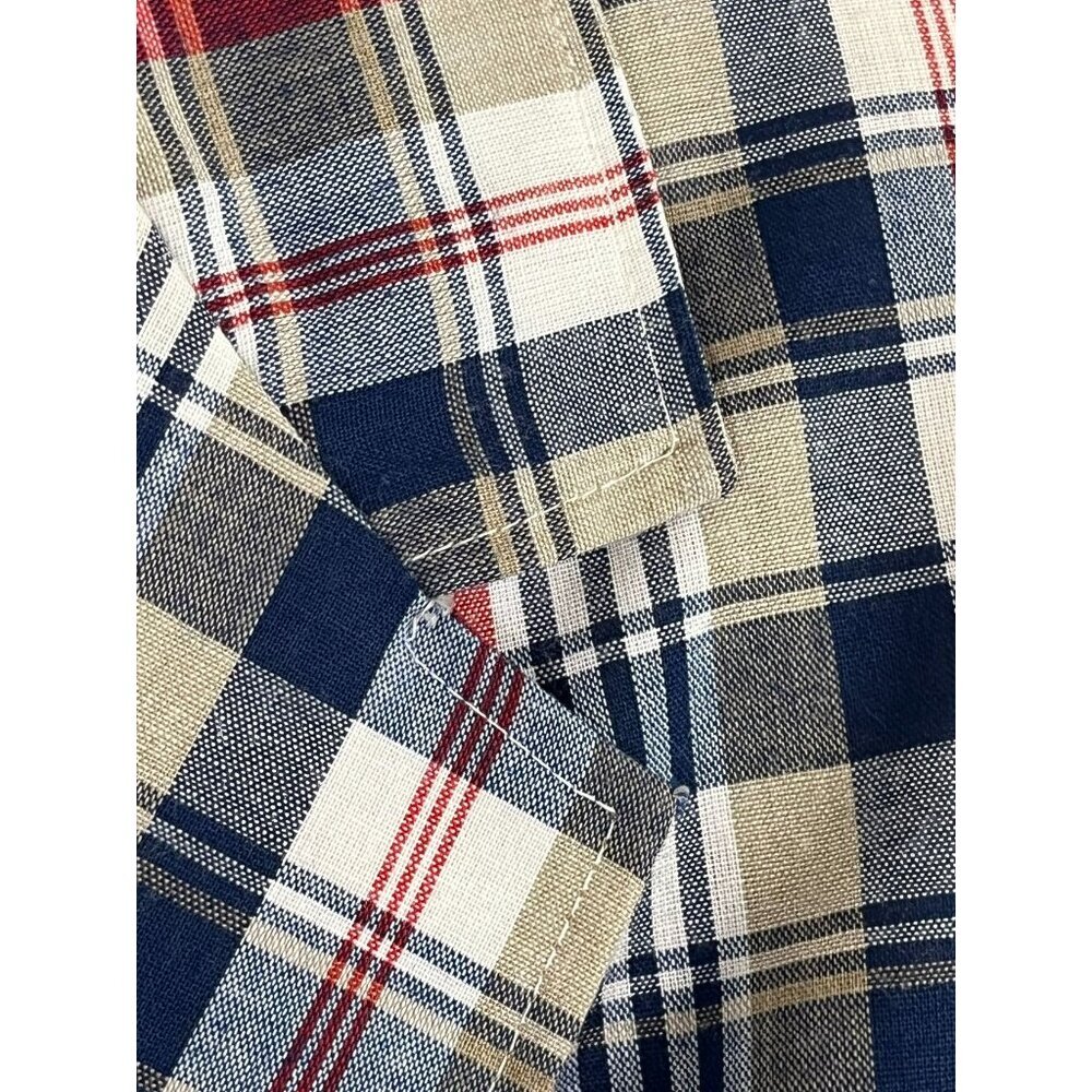 Handmade Plaid Blazer Blue S Check Preppy Old Money Academia Festive Holiday 80s - Picture 4 of 8
